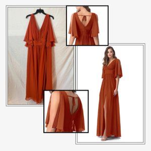 Azazie Temeka Bridesmaid Dress in Paprika (Plus Size) XXL 2XL Custom